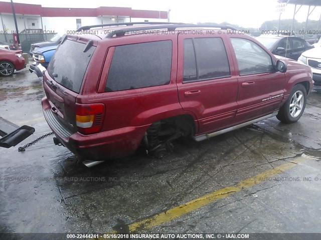 1J8GW68J32C116395 - 2002 JEEP GRAND CHEROKEE OVERLAND BURGUNDY photo 4