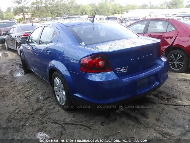 1C3CDZAB9CN275383 - 2012 DODGE AVENGER SE BLUE photo 3