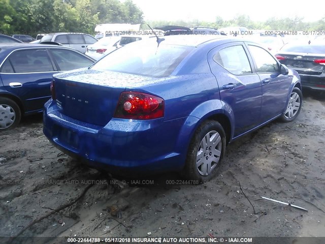 1C3CDZAB9CN275383 - 2012 DODGE AVENGER SE BLUE photo 4