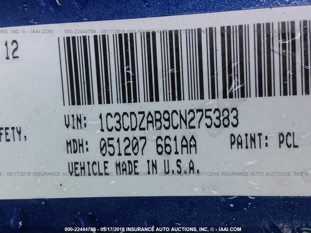 1C3CDZAB9CN275383 - 2012 DODGE AVENGER SE BLUE photo 9