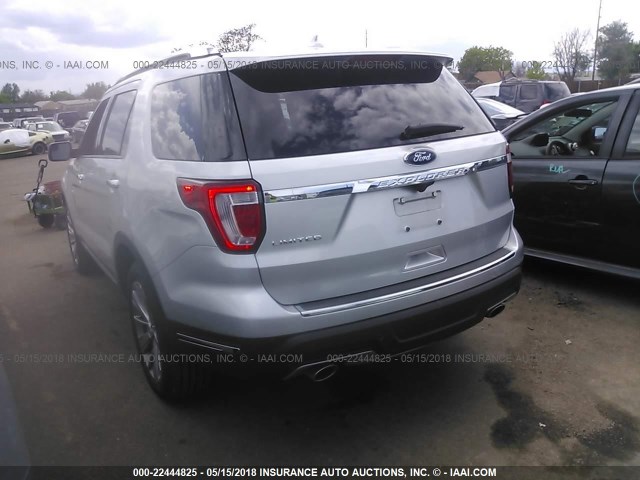 1FM5K7F88JGA37940 - 2018 FORD EXPLORER LIMITED SILVER photo 3