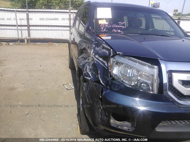 5FNYF3H57BB058226 - 2011 HONDA PILOT EXL BLUE photo 6