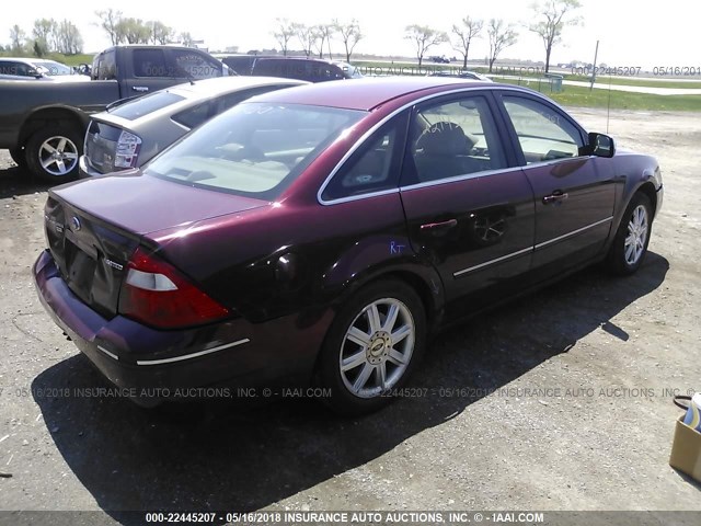 1FAFP28135G150199 - 2005 FORD FIVE HUNDRED LIMITED MAROON photo 4