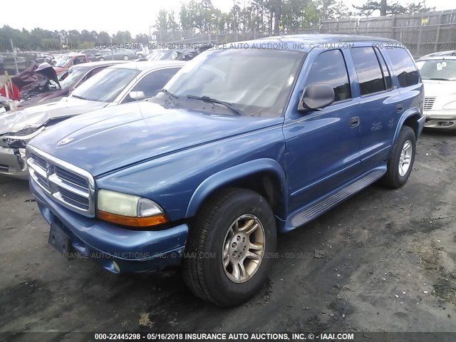 1B4HS48N62F132844 - 2002 DODGE DURANGO SLT BLUE photo 2