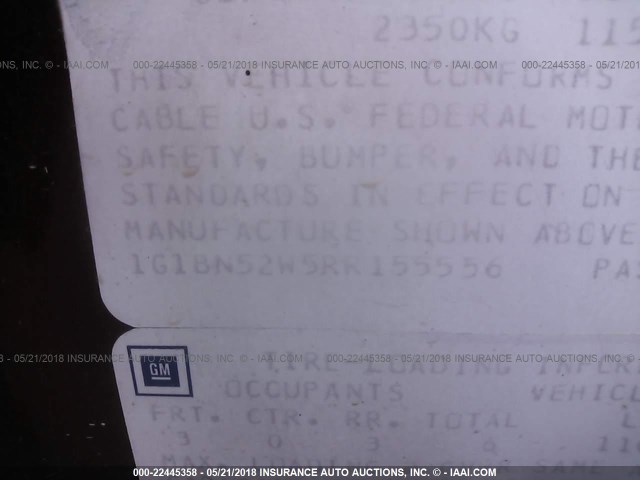 1G1BN52W5RR155556 - 1994 CHEVROLET CAPRICE CLASSIC LS 栗色 照片 9