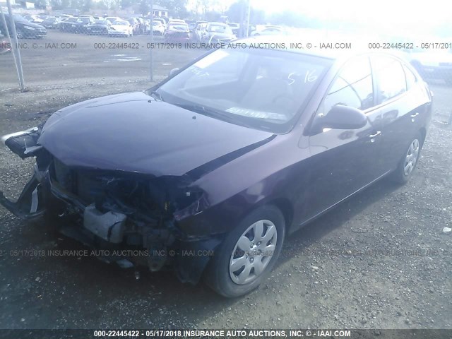 KMHDU46D58U514580 - 2008 HYUNDAI ELANTRA GLS/SE/LIMITED PURPLE photo 2