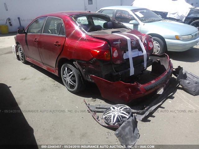 1NXBU40E29Z153237 - 2009 TOYOTA COROLLA S/LE/XLE RED photo 3