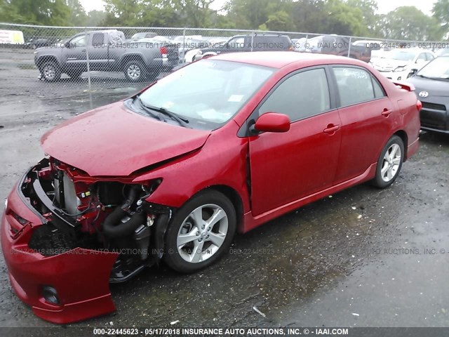 2T1BU4EE6DC109860 - 2013 TOYOTA COROLLA S/LE RED photo 2