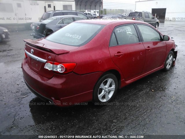 2T1BU4EE6DC109860 - 2013 TOYOTA COROLLA S/LE RED photo 4