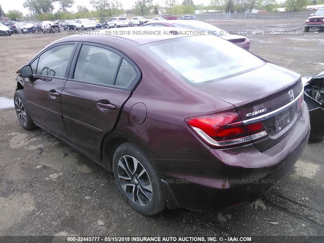 19XFB2F93DE068361 - 2013 HONDA CIVIC EXL BURGUNDY photo 3