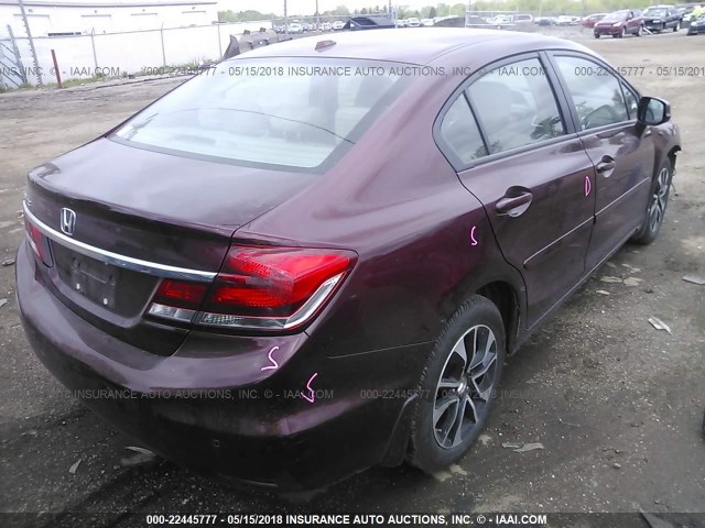19XFB2F93DE068361 - 2013 HONDA CIVIC EXL BURGUNDY photo 4