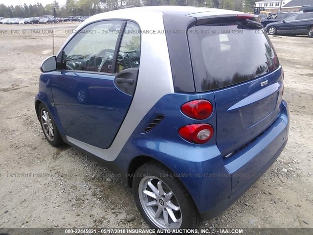 WMEEJ31X29K226673 - 2009 SMART FORTWO PURE/PASSION BLUE photo 3