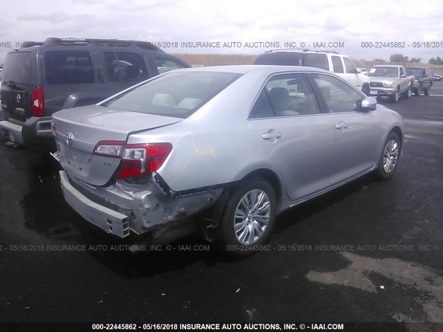4T4BF1FK0DR279486 - 2013 TOYOTA CAMRY L/SE/LE/XLE SILVER photo 4