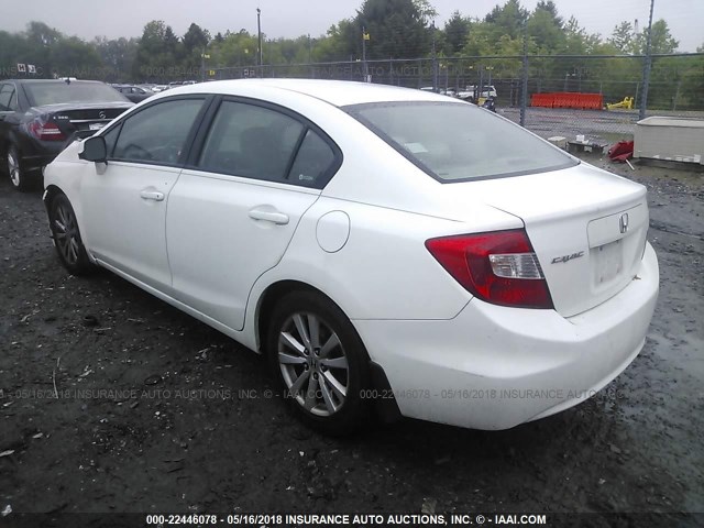 19XFB2F82CE341165 - 2012 HONDA CIVIC EX WHITE photo 3