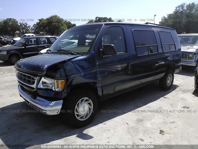 1FDRE1468WHB74711 - 1998 FORD ECONOLINE E150 VAN BLUE photo 2