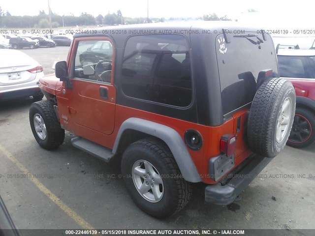 1J4FA29155P380279 - 2005 JEEP WRANGLER / TJ SE ORANGE photo 3