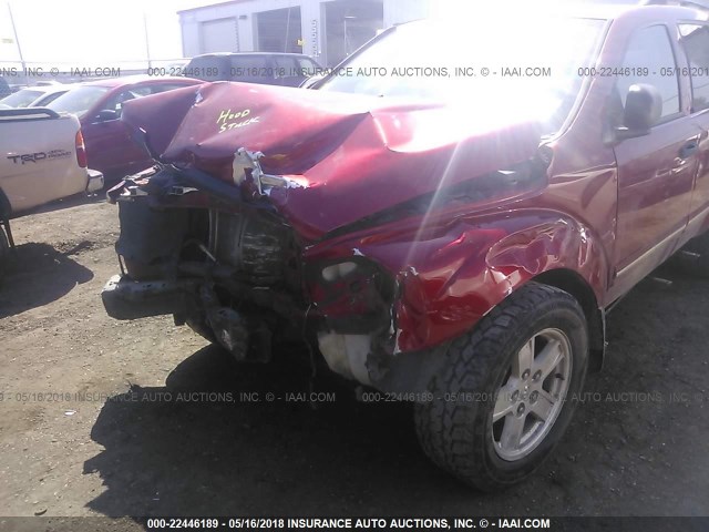 1D4HB58206F173395 - 2006 DODGE DURANGO LIMITED RED photo 6