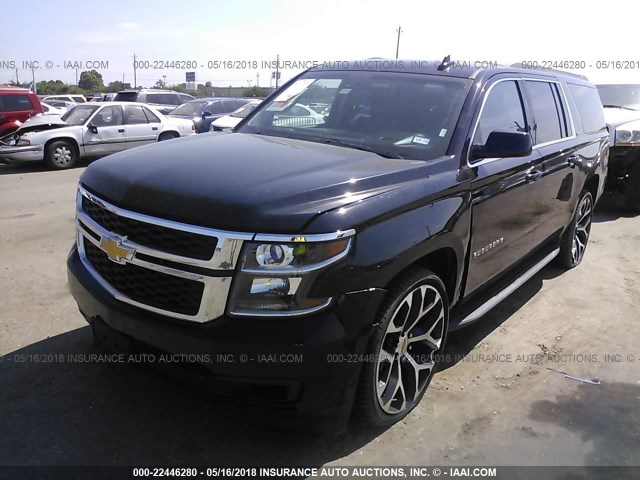 1GNSCHKC6GR218799 - 2016 CHEVROLET SUBURBAN C1500 LT BLACK photo 2