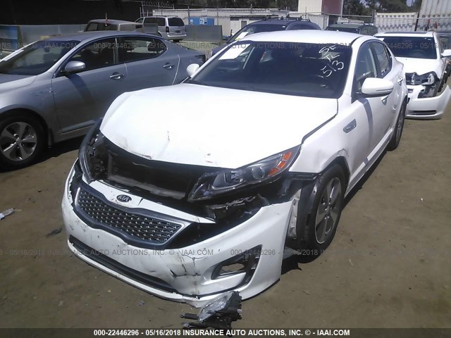 KNAGN4AD3E5076859 - 2014 KIA OPTIMA HYBRID WHITE photo 2