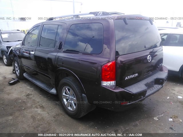 5N1BA0ND3DN600677 - 2013 NISSAN ARMADA SV/SL/PLATINUM MAROON photo 3