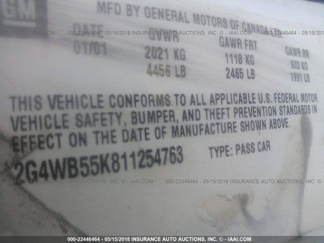 2G4WB55K811254763 - 2001 BUICK REGAL LS 白色 照片 9