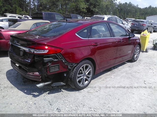 3FA6P0LUXHR296005 - 2017 FORD FUSION SE HYBRID RED photo 4