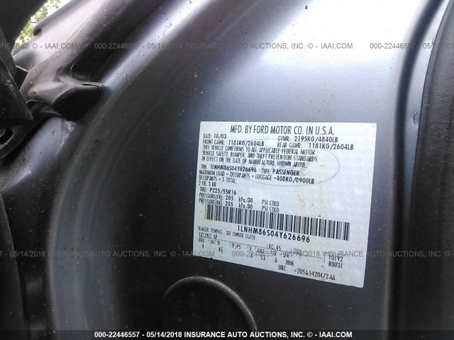 1LNHM86S04Y626696 - 2004 LINCOLN LS 蓝色 照片 9