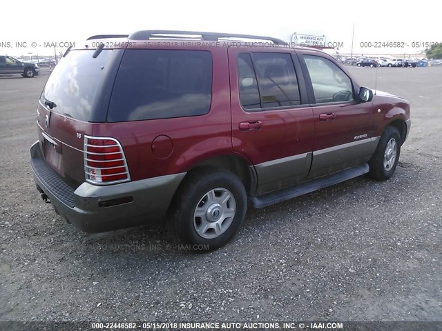 4M2DU66W12ZJ20418 - 2002 MERCURY MOUNTAINEER  RED photo 4