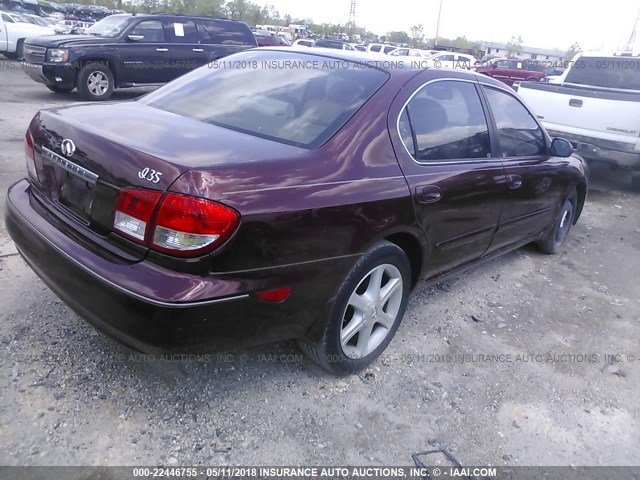 JNKDA31A92T031836 - 2002 INFINITI I35 MAROON photo 4