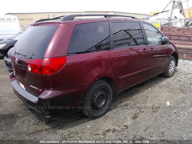 5TDZK23C87S011631 - 2007 TOYOTA SIENNA CE/LE BURGUNDY photo 4