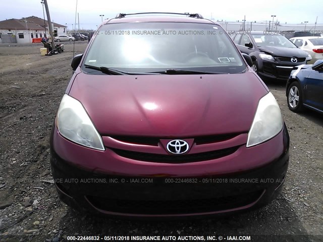 5TDZK23C87S011631 - 2007 TOYOTA SIENNA CE/LE BURGUNDY photo 6