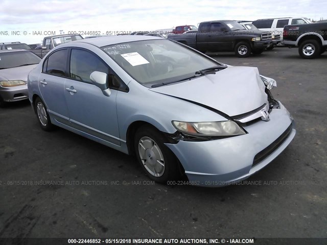 JHMFA36236S001222 - 2006 HONDA CIVIC HYBRID BLUE photo 1