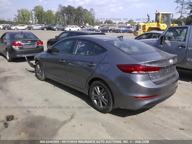 5NPD84LF1JH303262 - 2018 HYUNDAI ELANTRA SEL/VALUE/LIMITED GRAY photo 3