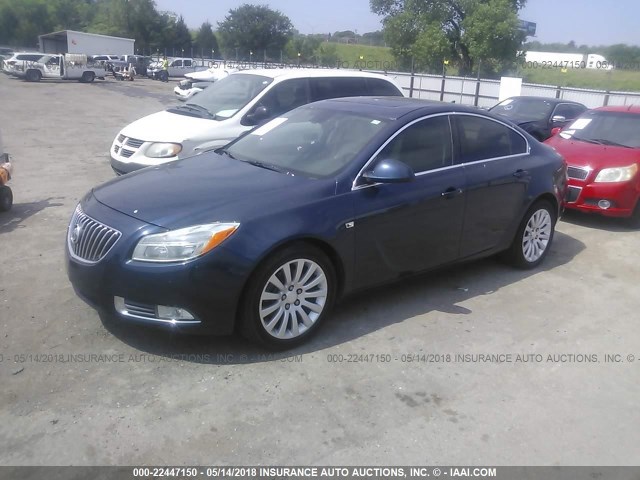 W04GW5EV5B1107986 - 2011 BUICK REGAL CXL BLUE photo 2