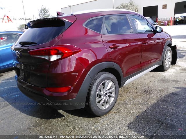 KM8J33A40JU616558 - 2018 HYUNDAI TUCSON LIMITED/SPORT AND ECO/SE RED photo 4