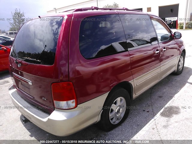 KNDUP131526273765 - 2002 KIA SEDONA EX/LX BURGUNDY photo 4