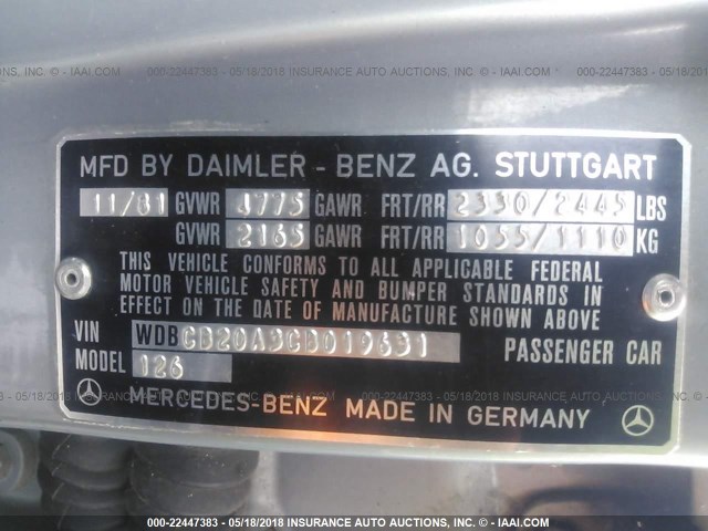 WDBCB20A3CB019631 - 1982 MERCEDES-BENZ 300 SD Light Blue photo 9