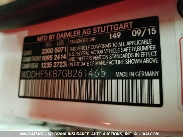 WDDHF5KB7GB261465 - 2016 MERCEDES-BENZ E 350 WHITE photo 9