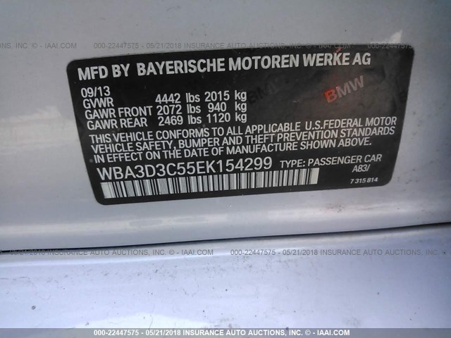 WBA3D3C55EK154299 - 2014 BMW 328 D SILVER photo 9