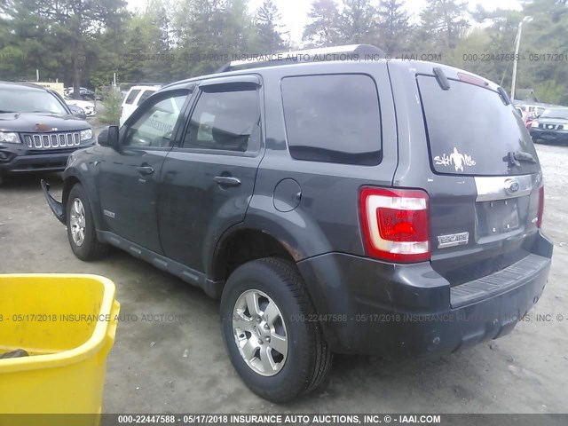 1FMCU94138KC83319 - 2008 FORD ESCAPE LIMITED GRAY photo 3