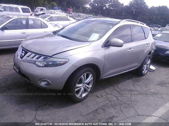 JN8AZ18WX9W148616 - 2009 NISSAN MURANO S/SL/LE GOLD photo 2