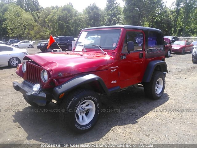 1J4FY29P1WP723218 - 1998 JEEP WRANGLER / TJ SE RED photo 2