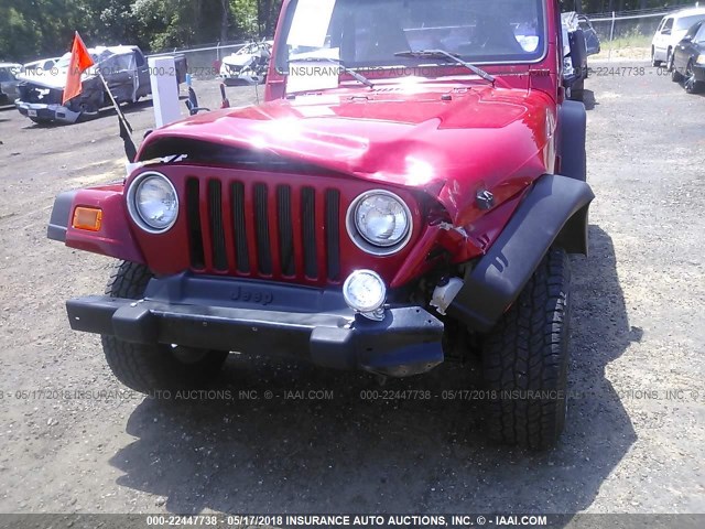 1J4FY29P1WP723218 - 1998 JEEP WRANGLER / TJ SE RED photo 6