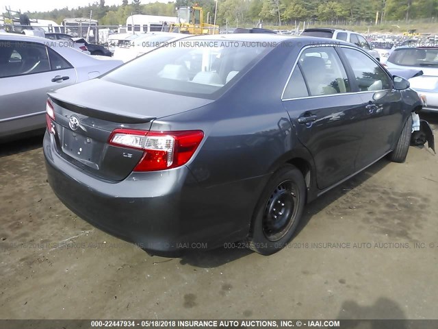 4T4BF1FK9DR290020 - 2013 TOYOTA CAMRY L/SE/LE/XLE GRAY photo 4