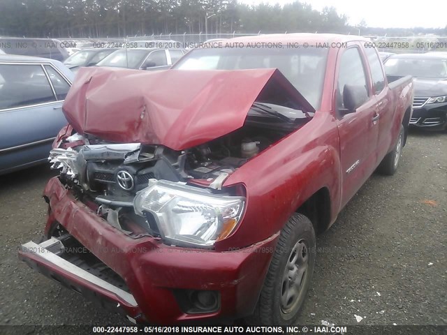 5TFTX4CN3CX017619 - 2012 TOYOTA TACOMA ACCESS CAB RED photo 2