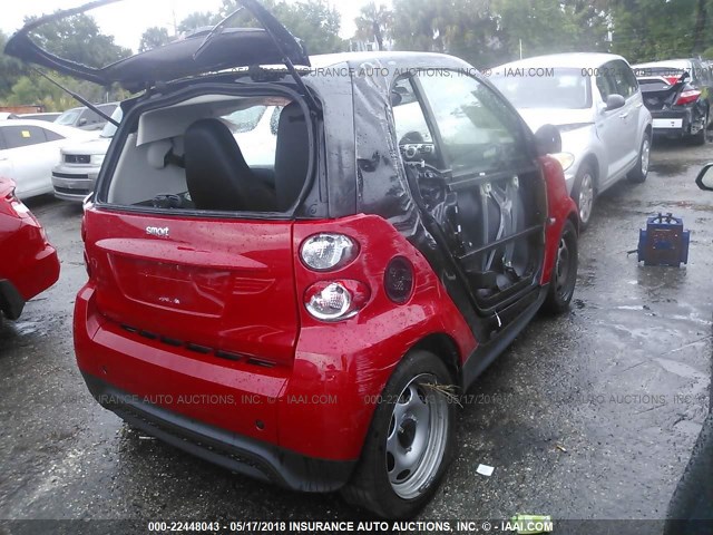 WMEEJ3BA1DK615937 - 2013 SMART FORTWO PURE/PASSION RED photo 4