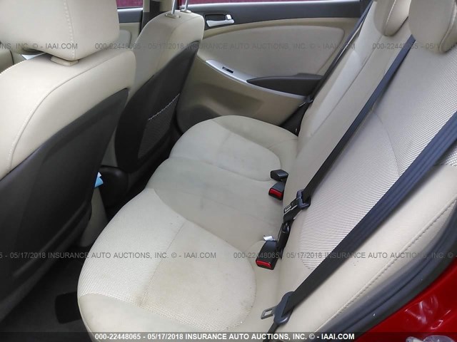 KMHCT4AE1CU047147 - 2012 HYUNDAI ACCENT GLS/GS RED photo 8