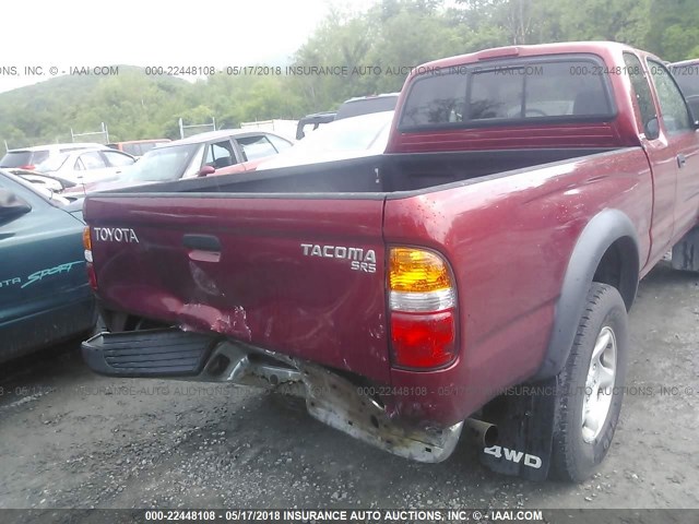 5TEWM72NX3Z146412 - 2003 TOYOTA TACOMA XTRACAB RED photo 6