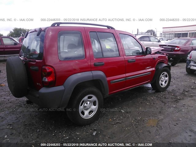 1J4GL48K84W181283 - 2004 JEEP LIBERTY SPORT RED photo 4