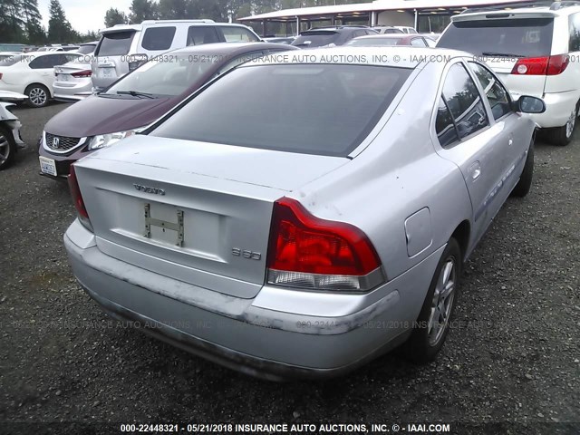 YV1RS61R822181416 - 2002 VOLVO S60 SILVER photo 4